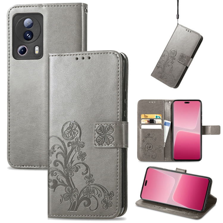Four-leaf Clasp Embossed Buckle Leather Phone Case, For TCL 40R, For TCL 403, For TCL 405, For Xiaomi 13 Lite