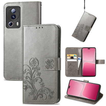 Four-leaf Clasp Embossed Buckle Leather Phone Case, For TCL 40R, For TCL 403, For TCL 405, For Xiaomi 13 Lite