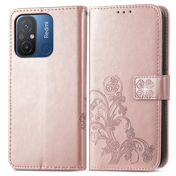 Four-leaf Clasp Embossed Buckle Leather Phone Case, For Xiaomi Redmi 12C, For Xiaomi Redmi A2