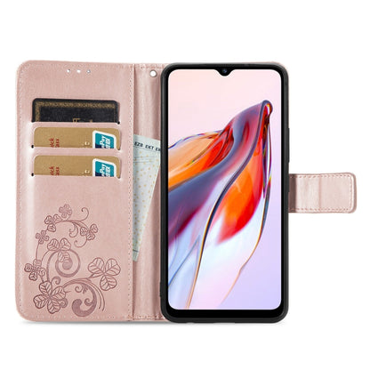 Four-leaf Clasp Embossed Buckle Leather Phone Case, For Xiaomi Redmi 12C, For Xiaomi Redmi A2