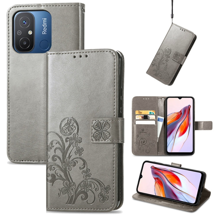 Four-leaf Clasp Embossed Buckle Leather Phone Case, For Xiaomi Redmi 12C, For Xiaomi Redmi A2