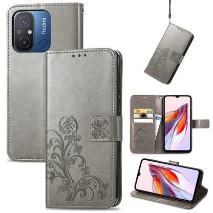 Four-leaf Clasp Embossed Buckle Leather Phone Case, For Xiaomi Redmi 12C, For Xiaomi Redmi A2