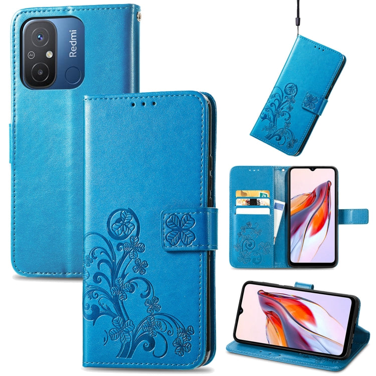 Four-leaf Clasp Embossed Buckle Leather Phone Case, For Xiaomi Redmi 12C, For Xiaomi Redmi A2