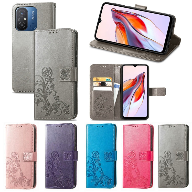 Four-leaf Clasp Embossed Buckle Leather Phone Case, For Xiaomi Redmi 12C, For Xiaomi Redmi A2
