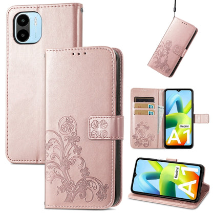 Four-leaf Clasp Embossed Buckle Leather Phone Case, For Xiaomi Redmi 12C, For Xiaomi Redmi A2