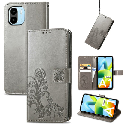 Four-leaf Clasp Embossed Buckle Leather Phone Case, For Xiaomi Redmi 12C, For Xiaomi Redmi A2