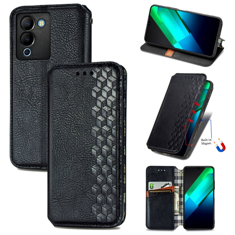 Cubic Grid Pressed Magnetic Leather Phone Case, For Infinix Note 12 G96, For Kyocera Android One S10, For OnePlus Ace 2, For Realme C55