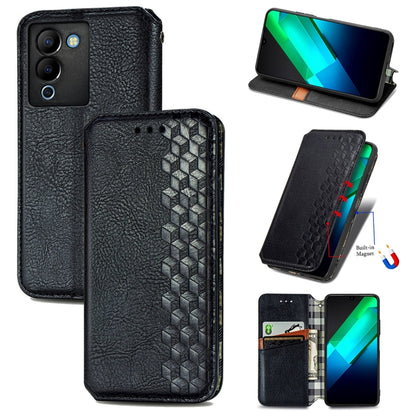 Cubic Grid Pressed Magnetic Leather Phone Case, For Infinix Note 12 G96, For Kyocera Android One S10, For OnePlus Ace 2, For Realme C55
