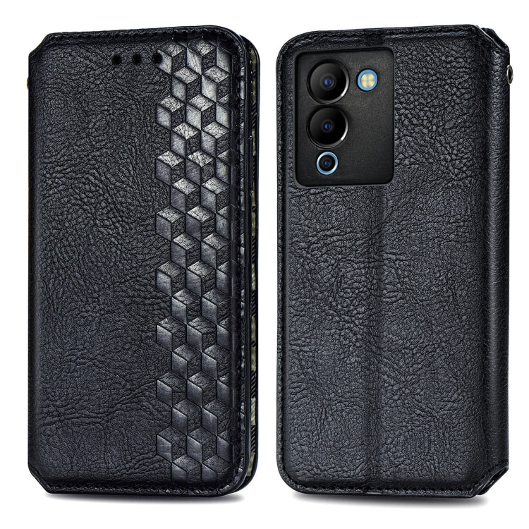 Cubic Grid Pressed Magnetic Leather Phone Case, For Infinix Note 12 G96, For Kyocera Android One S10, For OnePlus Ace 2, For Realme C55