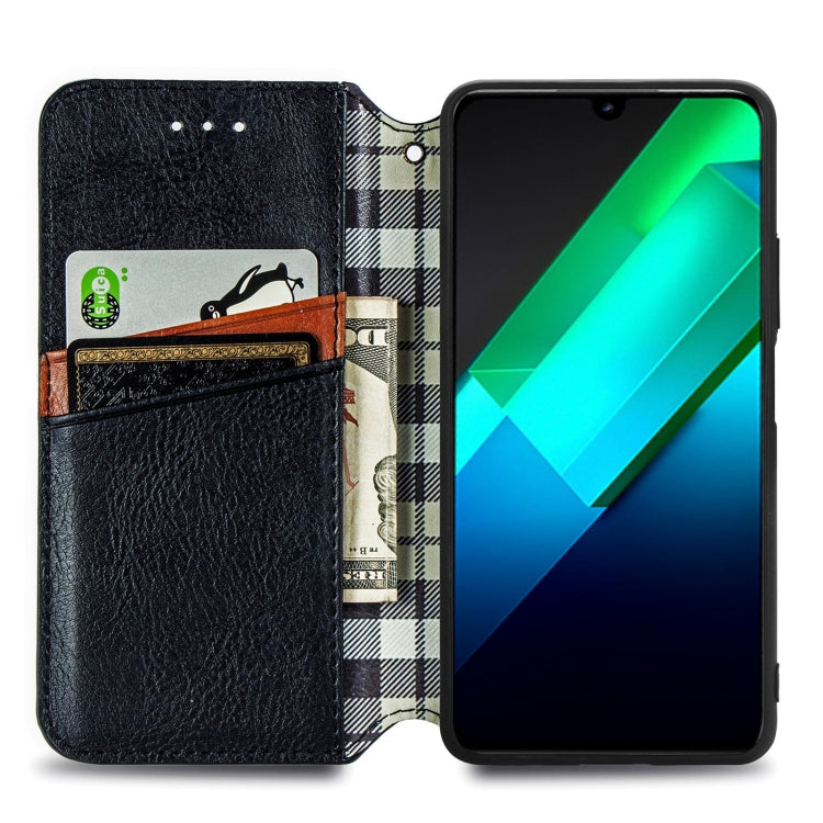 Cubic Grid Pressed Magnetic Leather Phone Case, For Infinix Note 12 G96, For Kyocera Android One S10, For OnePlus Ace 2, For Realme C55