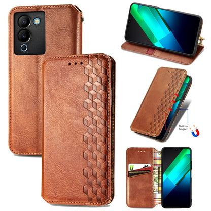 Cubic Grid Pressed Magnetic Leather Phone Case, For Infinix Note 12 G96, For Kyocera Android One S10, For OnePlus Ace 2, For Realme C55