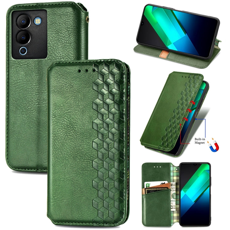 Cubic Grid Pressed Magnetic Leather Phone Case, For Infinix Note 12 G96, For Kyocera Android One S10, For OnePlus Ace 2, For Realme C55