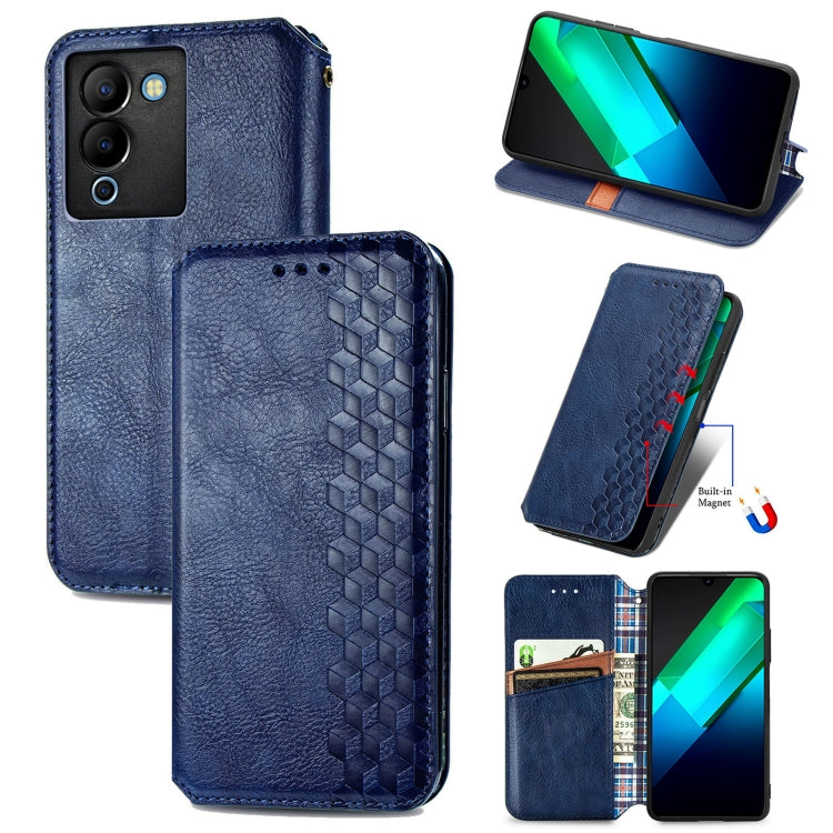 Cubic Grid Pressed Magnetic Leather Phone Case, For Infinix Note 12 G96, For Kyocera Android One S10, For OnePlus Ace 2, For Realme C55