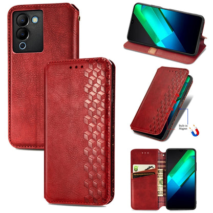 Cubic Grid Pressed Magnetic Leather Phone Case, For Infinix Note 12 G96, For Kyocera Android One S10, For OnePlus Ace 2, For Realme C55