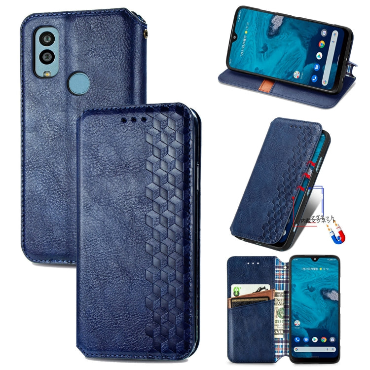 Cubic Grid Pressed Magnetic Leather Phone Case, For Infinix Note 12 G96, For Kyocera Android One S10, For OnePlus Ace 2, For Realme C55