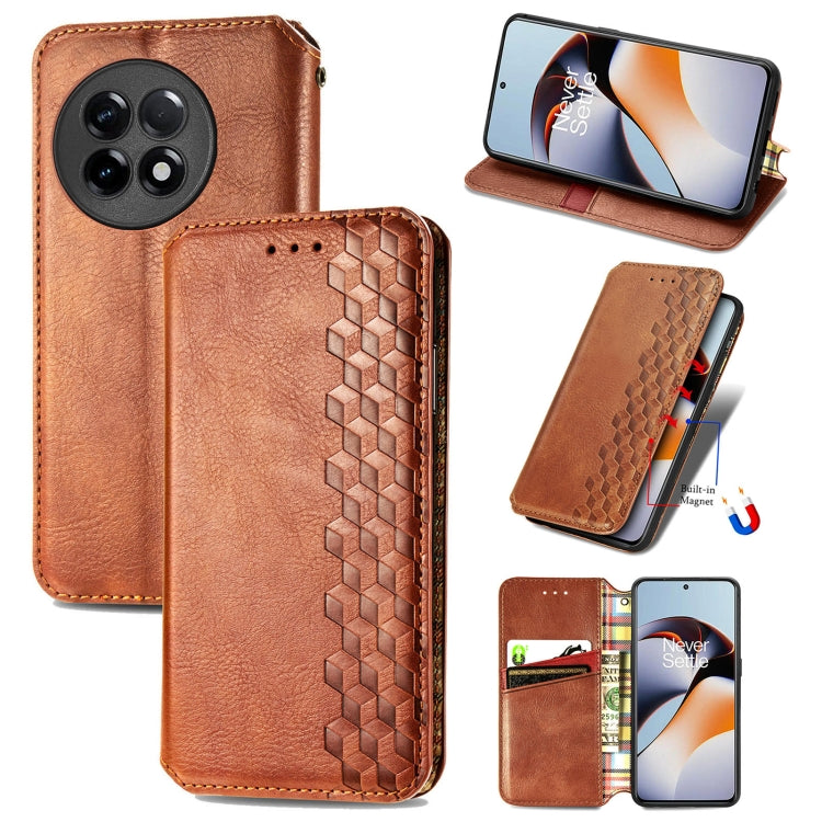 Cubic Grid Pressed Magnetic Leather Phone Case, For Infinix Note 12 G96, For Kyocera Android One S10, For OnePlus Ace 2, For Realme C55