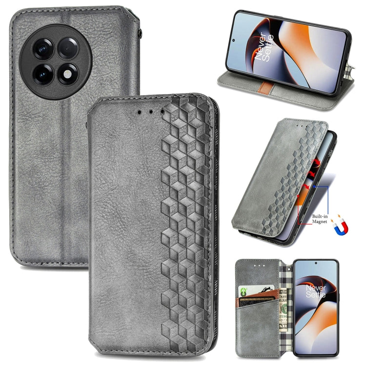 Cubic Grid Pressed Magnetic Leather Phone Case, For Infinix Note 12 G96, For Kyocera Android One S10, For OnePlus Ace 2, For Realme C55