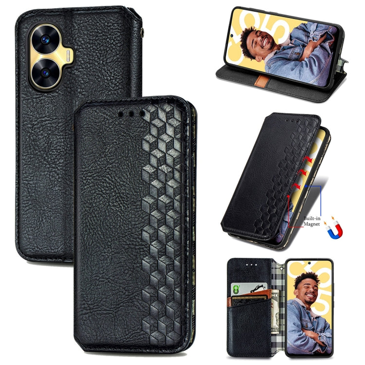Cubic Grid Pressed Magnetic Leather Phone Case, For Infinix Note 12 G96, For Kyocera Android One S10, For OnePlus Ace 2, For Realme C55