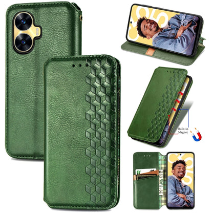 Cubic Grid Pressed Magnetic Leather Phone Case, For Infinix Note 12 G96, For Kyocera Android One S10, For OnePlus Ace 2, For Realme C55