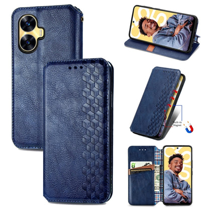 Cubic Grid Pressed Magnetic Leather Phone Case, For Infinix Note 12 G96, For Kyocera Android One S10, For OnePlus Ace 2, For Realme C55