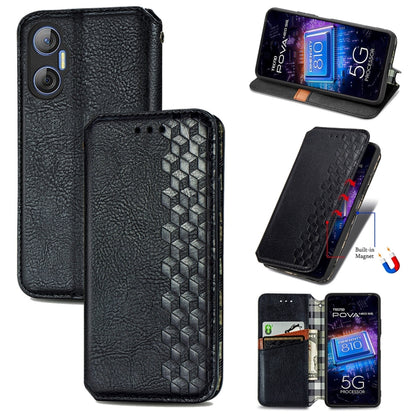 Cubic Grid Pressed Magnetic Leather Phone Case, For Tecno Pova Neo 5G, For vivo S15e, For ZTE Blade A52, For Samsung Galaxy A14 4G