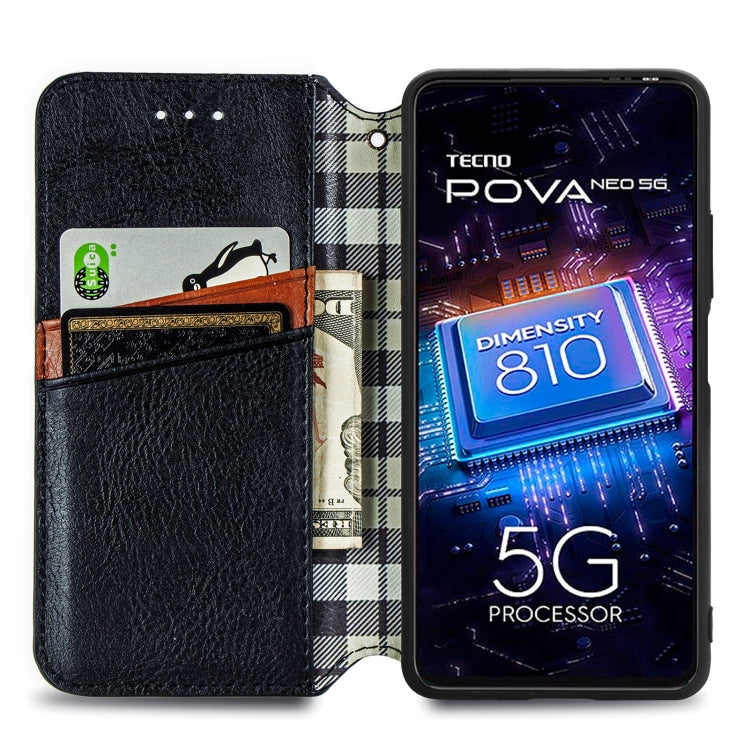 Cubic Grid Pressed Magnetic Leather Phone Case, For Tecno Pova Neo 5G, For vivo S15e, For ZTE Blade A52, For Samsung Galaxy A14 4G
