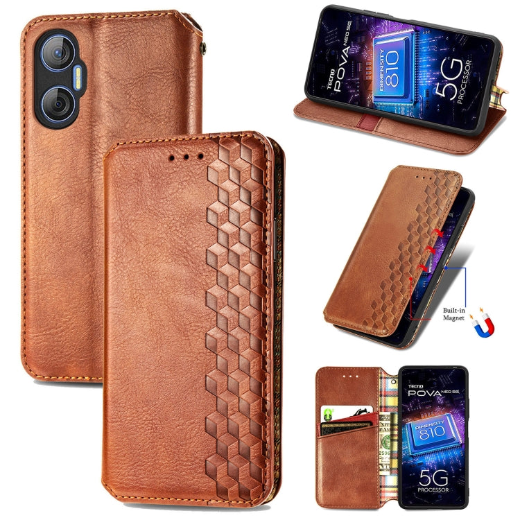 Cubic Grid Pressed Magnetic Leather Phone Case, For Tecno Pova Neo 5G, For vivo S15e, For ZTE Blade A52, For Samsung Galaxy A14 4G