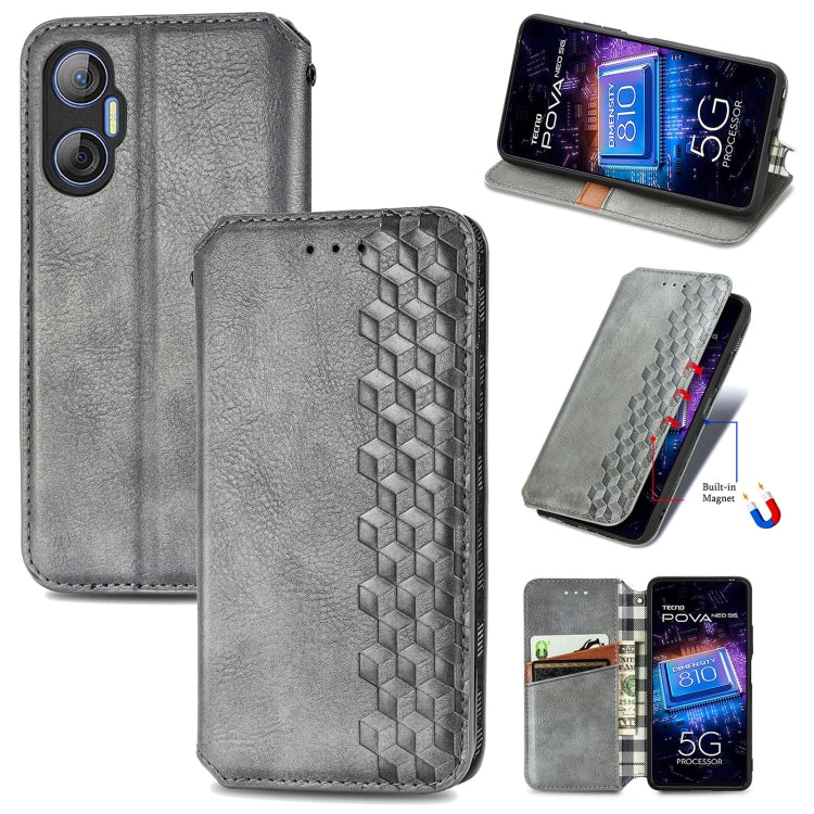 Cubic Grid Pressed Magnetic Leather Phone Case, For Tecno Pova Neo 5G, For vivo S15e, For ZTE Blade A52, For Samsung Galaxy A14 4G