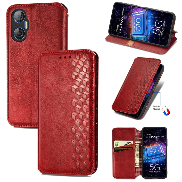Cubic Grid Pressed Magnetic Leather Phone Case, For Tecno Pova Neo 5G, For vivo S15e, For ZTE Blade A52, For Samsung Galaxy A14 4G