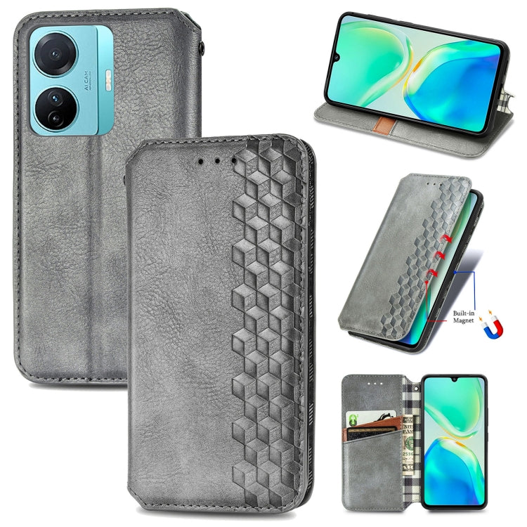 Cubic Grid Pressed Magnetic Leather Phone Case, For Tecno Pova Neo 5G, For vivo S15e, For ZTE Blade A52, For Samsung Galaxy A14 4G