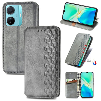 Cubic Grid Pressed Magnetic Leather Phone Case, For Tecno Pova Neo 5G, For vivo S15e, For ZTE Blade A52, For Samsung Galaxy A14 4G