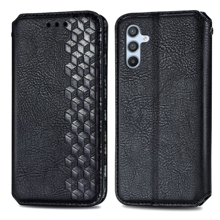 Cubic Grid Pressed Magnetic Leather Phone Case, For Samsung Galaxy A34 5G