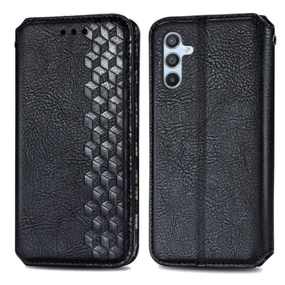 Cubic Grid Pressed Magnetic Leather Phone Case, For Samsung Galaxy A34 5G