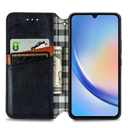 Cubic Grid Pressed Magnetic Leather Phone Case, For Samsung Galaxy A34 5G