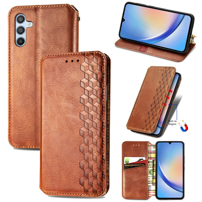Cubic Grid Pressed Magnetic Leather Phone Case, For Samsung Galaxy A34 5G