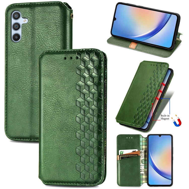 Cubic Grid Pressed Magnetic Leather Phone Case, For Samsung Galaxy A34 5G