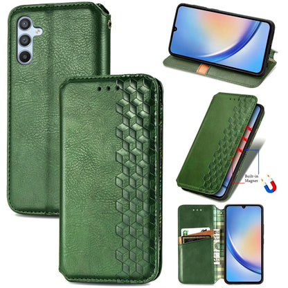 Cubic Grid Pressed Magnetic Leather Phone Case, For Samsung Galaxy A34 5G