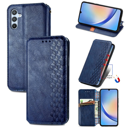 Cubic Grid Pressed Magnetic Leather Phone Case, For Samsung Galaxy A34 5G