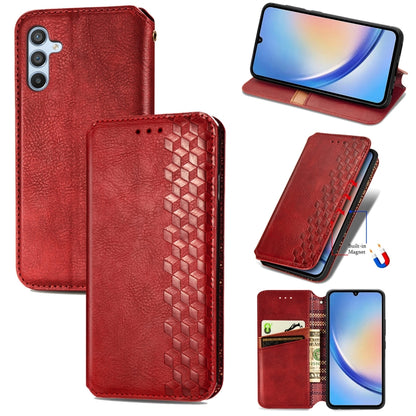Cubic Grid Pressed Magnetic Leather Phone Case, For Samsung Galaxy A34 5G