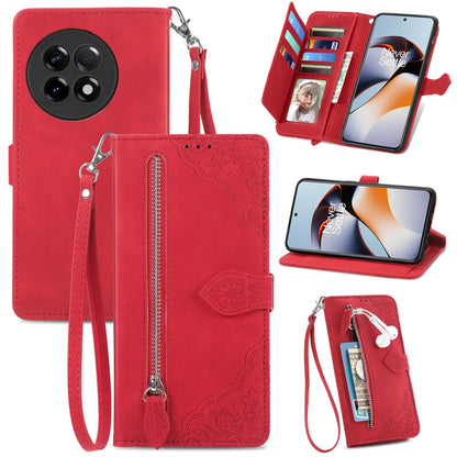 Embossed Flower Zipper Leather Phone Case, For Infinix Note 12 G96, For OnePlus Ace 2, For Tecno Pova Neo 5G, For vivo S15e