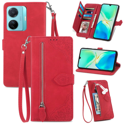 Embossed Flower Zipper Leather Phone Case, For Infinix Note 12 G96, For OnePlus Ace 2, For Tecno Pova Neo 5G, For vivo S15e