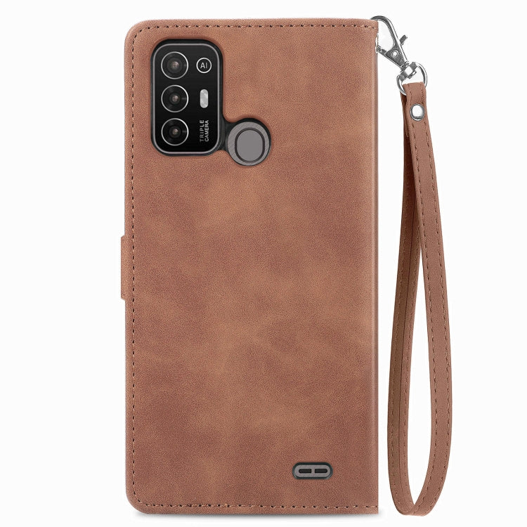 Embossed Flower Zipper Leather Phone Case, For ZTE Blade A52, For Samsung Galaxy A14 4G, For Samsung Galaxy A34 5G