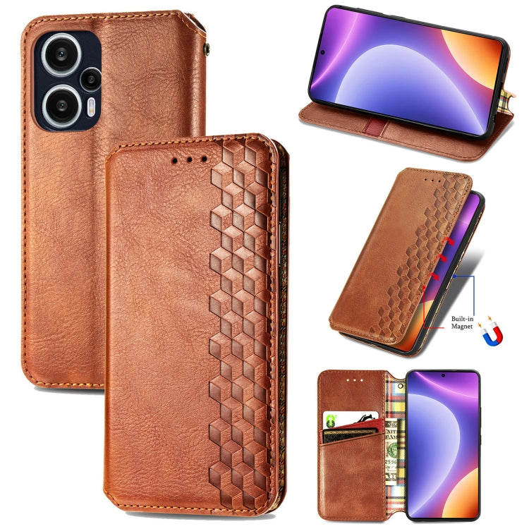 Cubic Grid Pressed Magnetic Leather Phone Case, For OnePlus Nord CE 3 Lite, For OPPO Find X6 Pro, For OPPO Find X6, For Redmi Note 12 Turbo, For Nokia C32