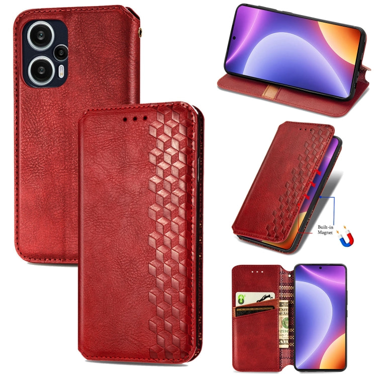 Cubic Grid Pressed Magnetic Leather Phone Case, For OnePlus Nord CE 3 Lite, For OPPO Find X6 Pro, For OPPO Find X6, For Redmi Note 12 Turbo, For Nokia C32