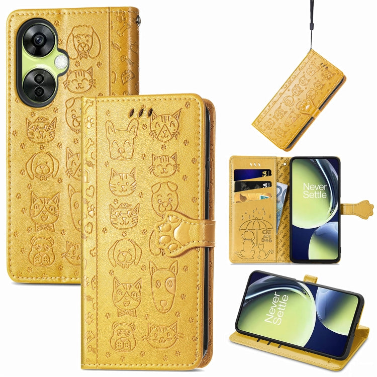 Cat and Dog Embossed Leather Phone Case, For OnePlus Nord CE 3 Lite, For OPPO Find X6 Pro, For OPPO Find X6, For Nokia C32