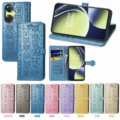 Cat and Dog Embossed Leather Phone Case, For OnePlus Nord CE 3 Lite, For OPPO Find X6 Pro, For OPPO Find X6, For Nokia C32