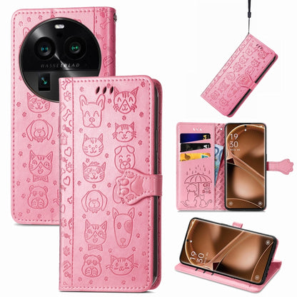 Cat and Dog Embossed Leather Phone Case, For OnePlus Nord CE 3 Lite, For OPPO Find X6 Pro, For OPPO Find X6, For Nokia C32