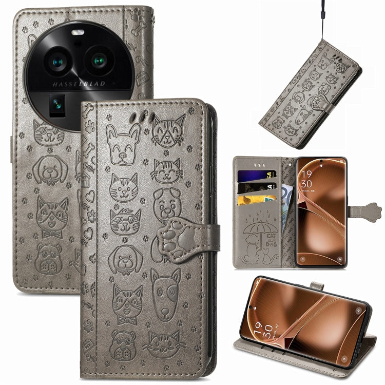 Cat and Dog Embossed Leather Phone Case, For OnePlus Nord CE 3 Lite, For OPPO Find X6 Pro, For OPPO Find X6, For Nokia C32