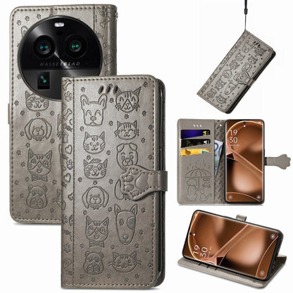 Cat and Dog Embossed Leather Phone Case, For OnePlus Nord CE 3 Lite, For OPPO Find X6 Pro, For OPPO Find X6, For Nokia C32