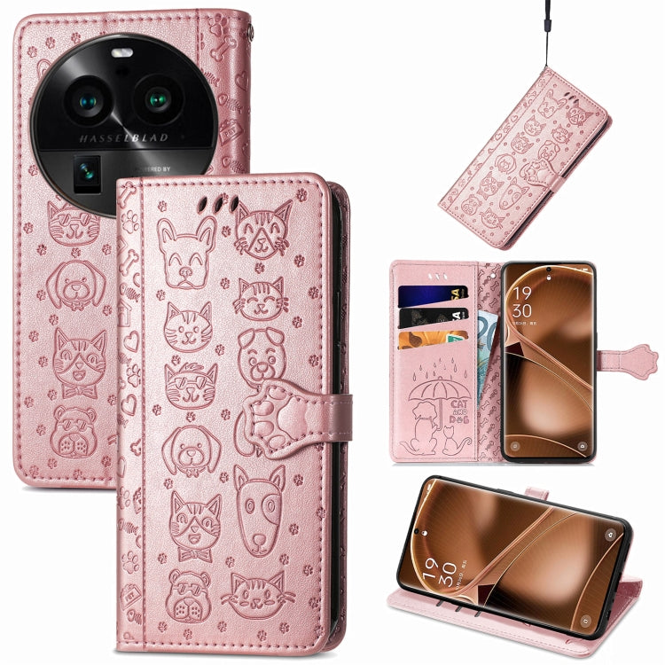 Cat and Dog Embossed Leather Phone Case, For OnePlus Nord CE 3 Lite, For OPPO Find X6 Pro, For OPPO Find X6, For Nokia C32